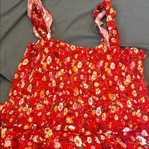 Chenault Red and Pink Floral Dress